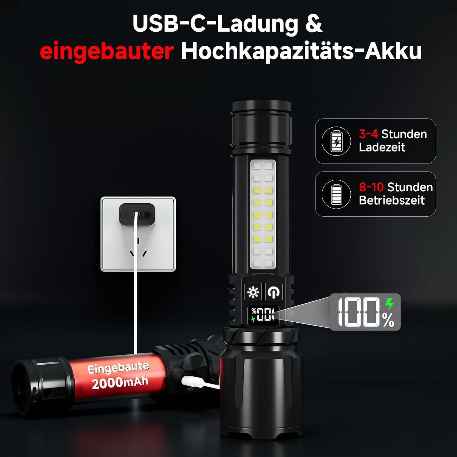 Detalle 1 de Shadowhawk Taschenlampe 2er Set mit 7 Modi