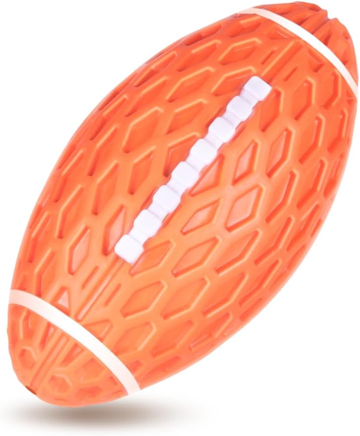 Thumbnail 5 de AUSCAT Squeaky Dog Ball for Aggressive Chewers (Tough Rubber Rugby Ball) – Green, Large, 5.5 in / 14 cm