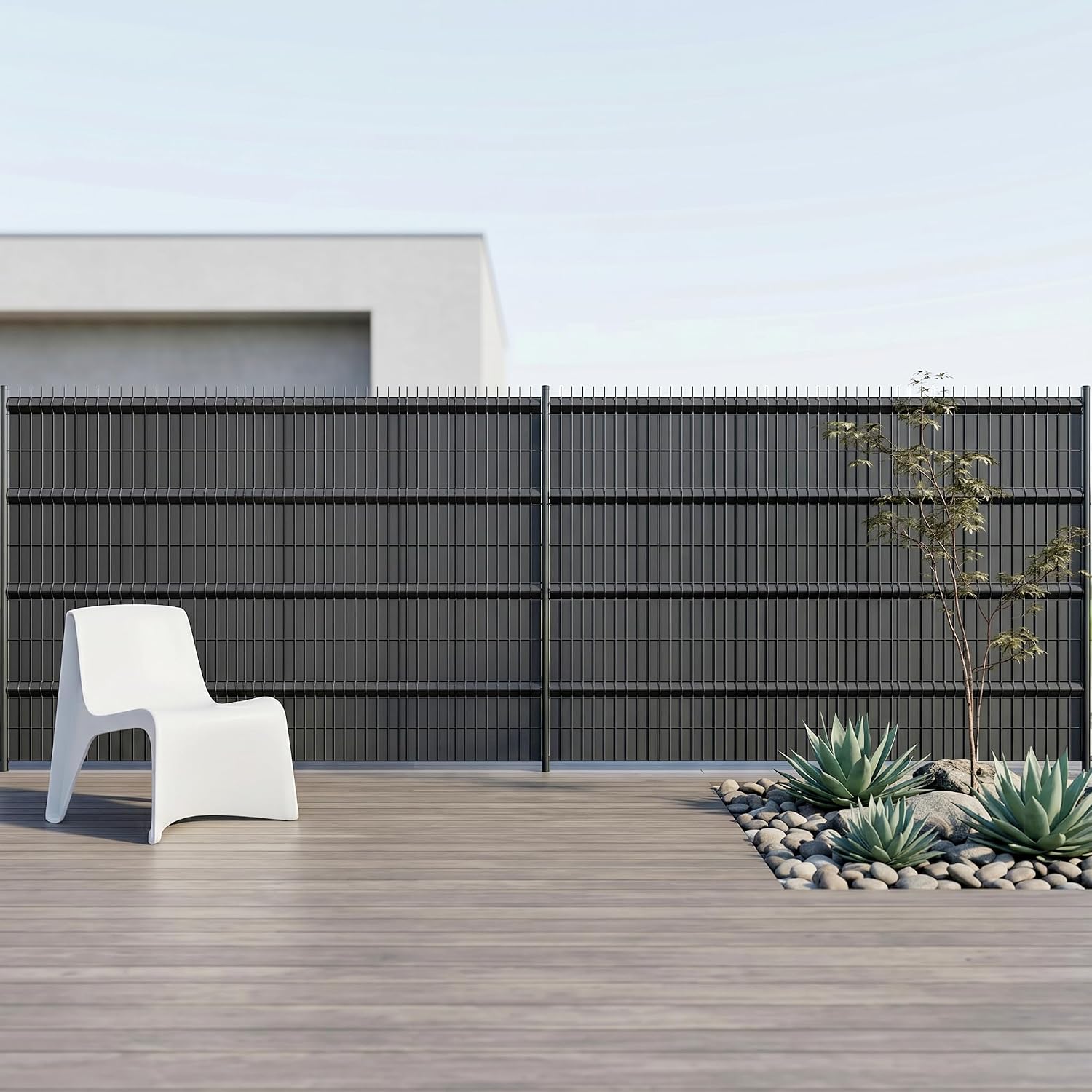 Thumbnail 6 de UISEBRT 35 m PVC Privacy Fence Screen Strips, 4.7 cm, Anthracite, 50 Clips