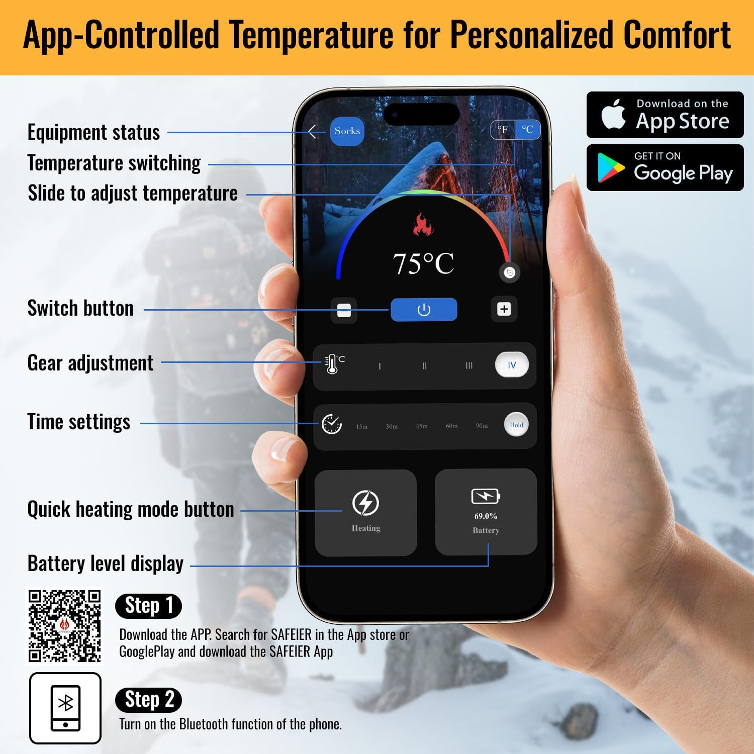Thumbnail 1 de 6000mAh Heated Socks with APP control