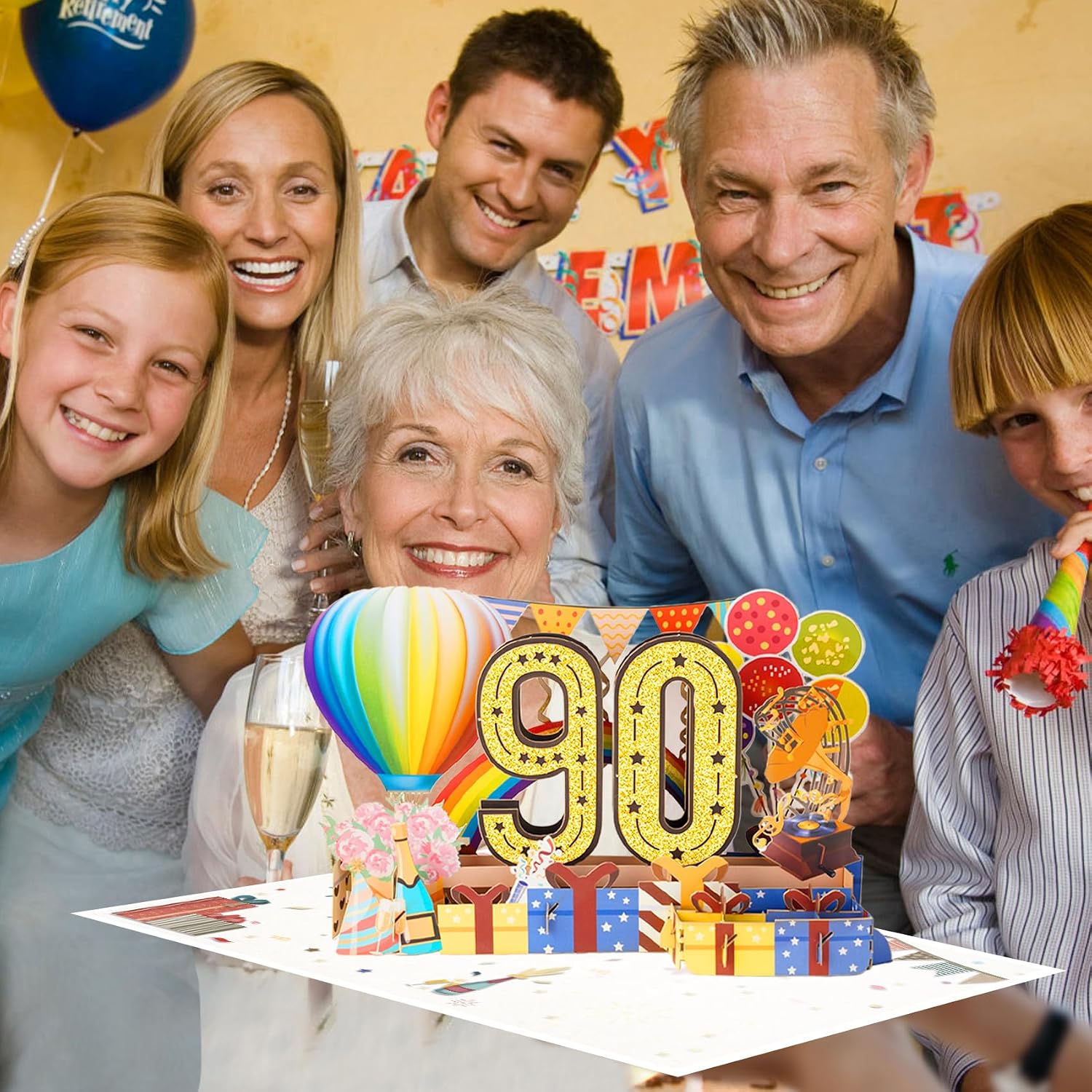Thumbnail 6 de 90th Birthday Card: Funny 3D Pop Up with Envelope
