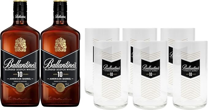 Imagen de Ballantine's 10 Whisky Escocés con Vasos – Pack 2 x 700 ml 🥃 en OfertitasTOP