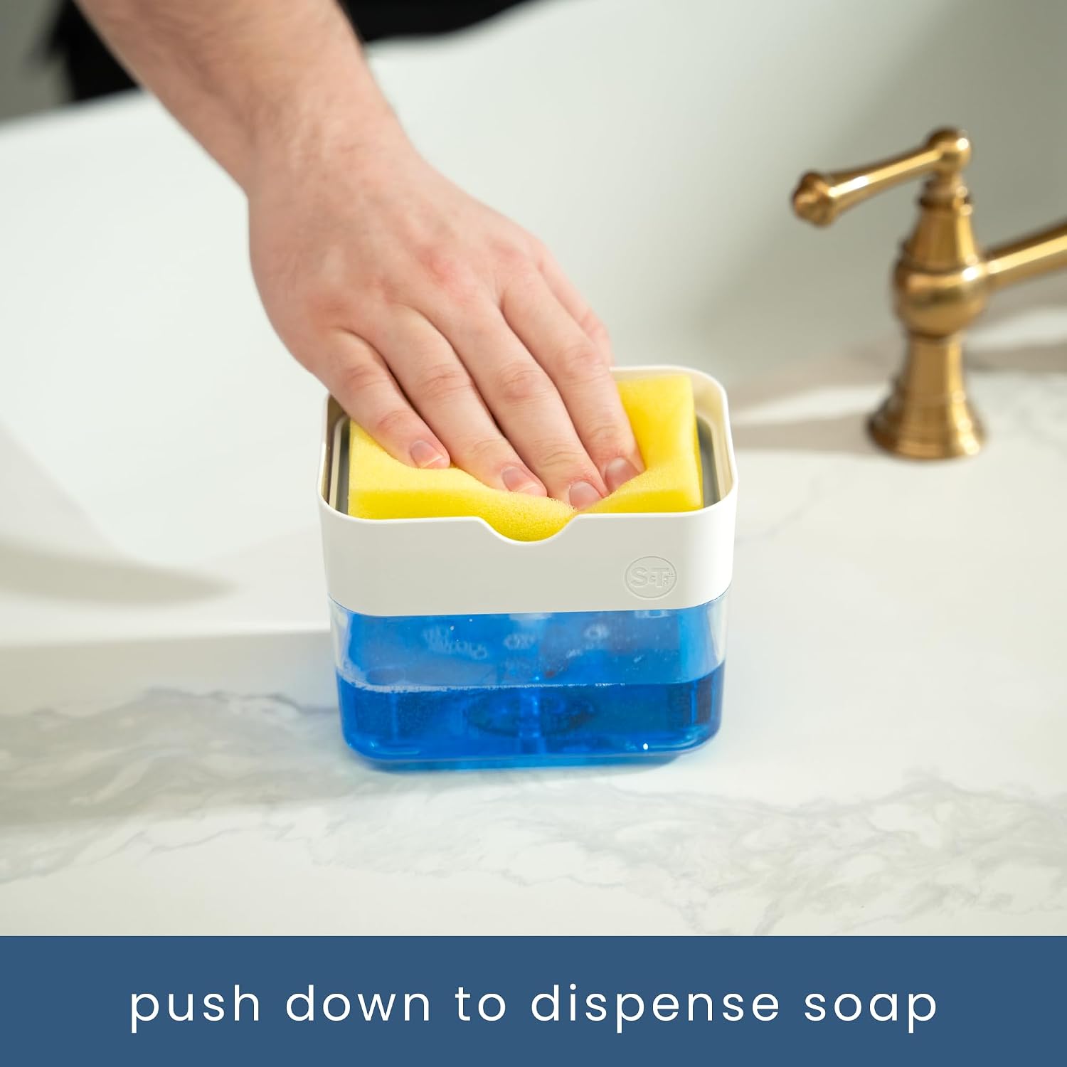 Detalle 2 de S&T INC. Dish Soap Dispenser and Sponge Holder — Matte White, 13 oz