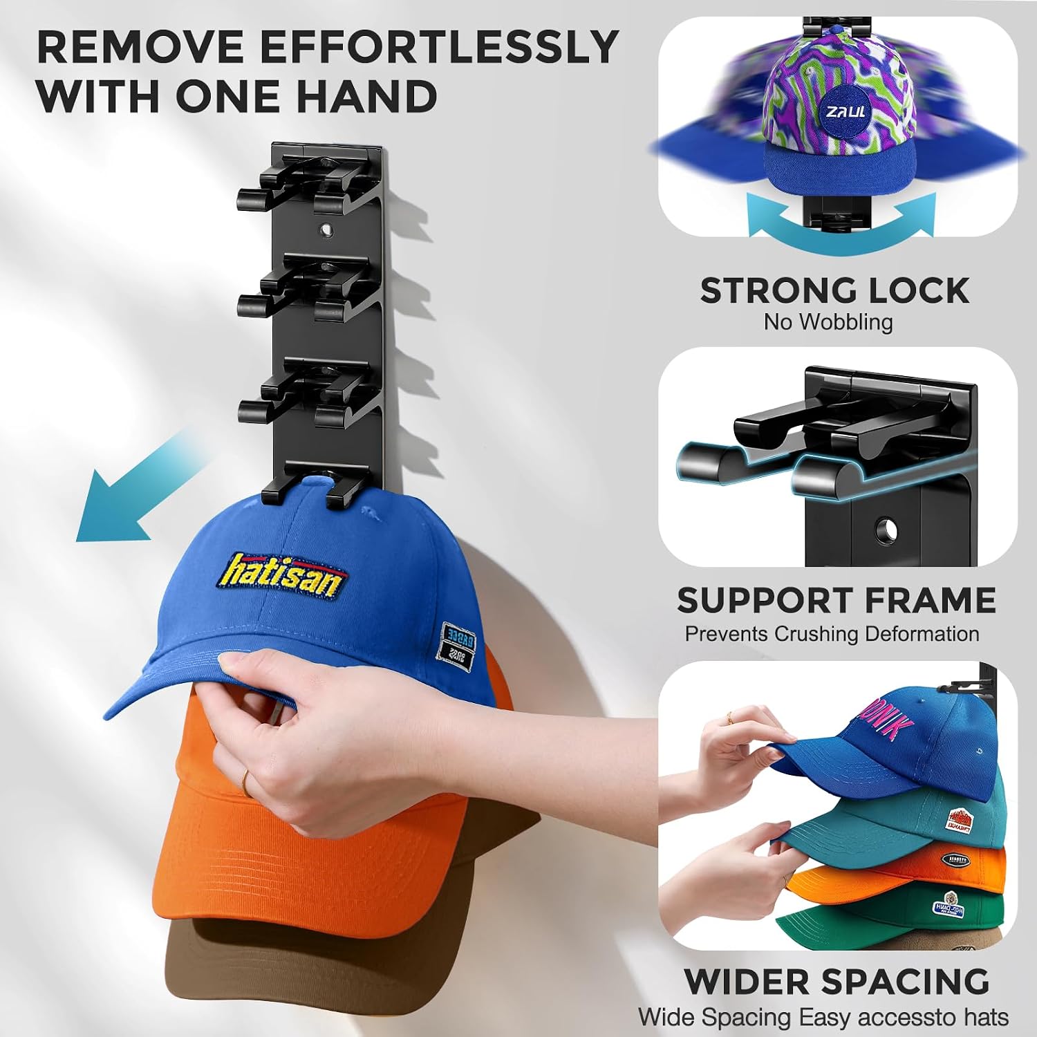 Detalle de Hat Organizer for Baseball Caps, 16-Hat Capacity