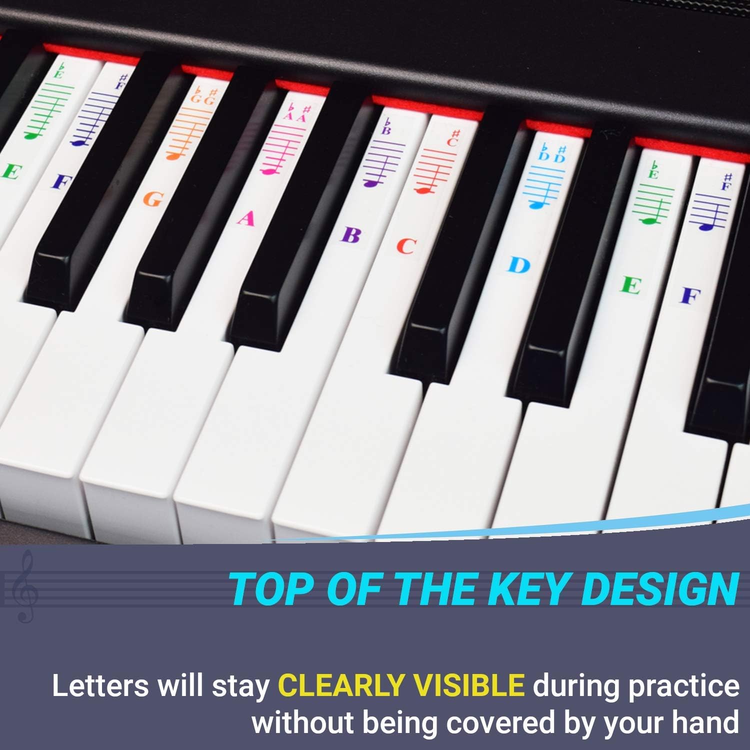 Detalle de QMG Piano Key Stickers, Transparent Vinyl