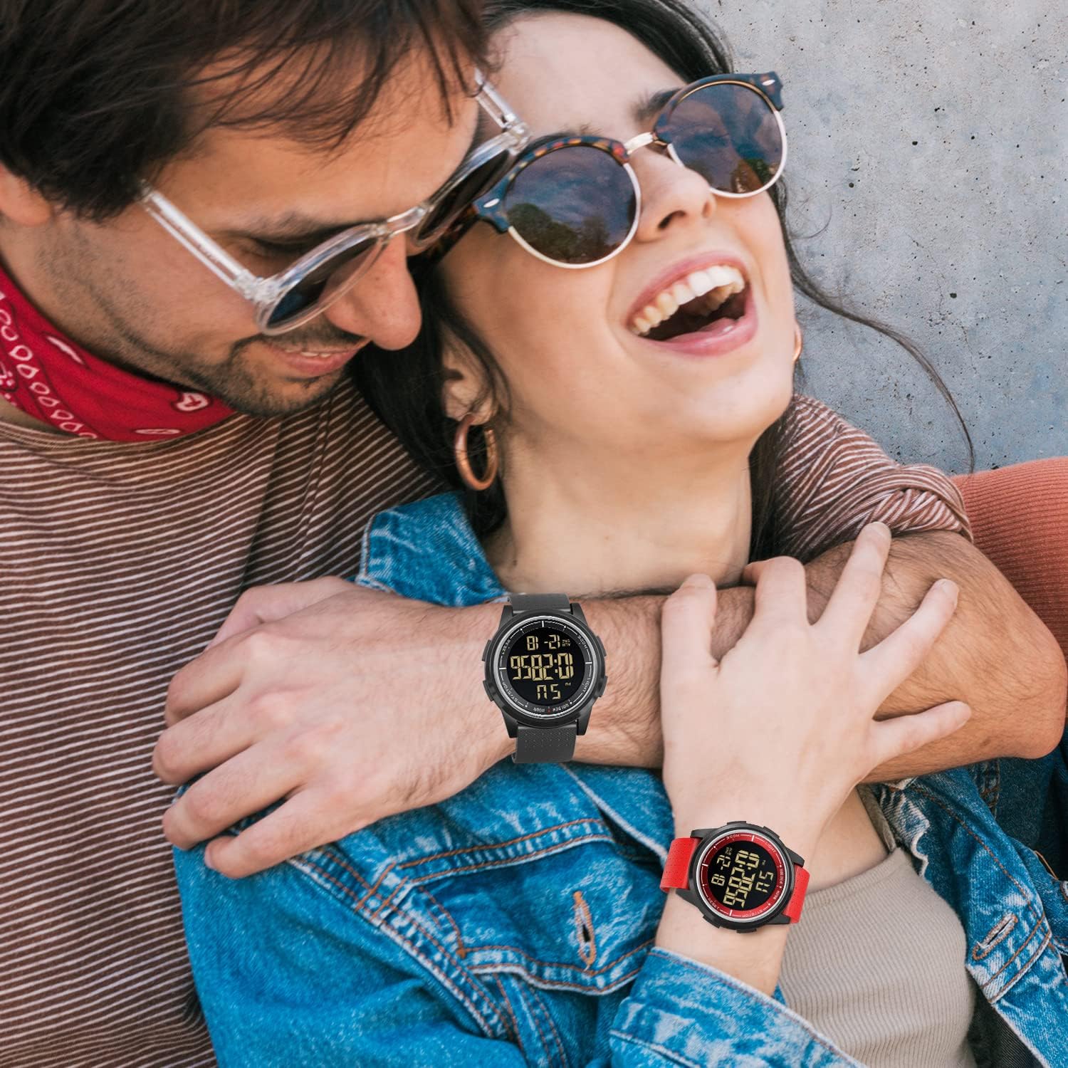 Thumbnail 6 de Golden Hour orologio digitale sportivo ultra-sottile impermeabile 50 m con display ampio e gomma regolabile