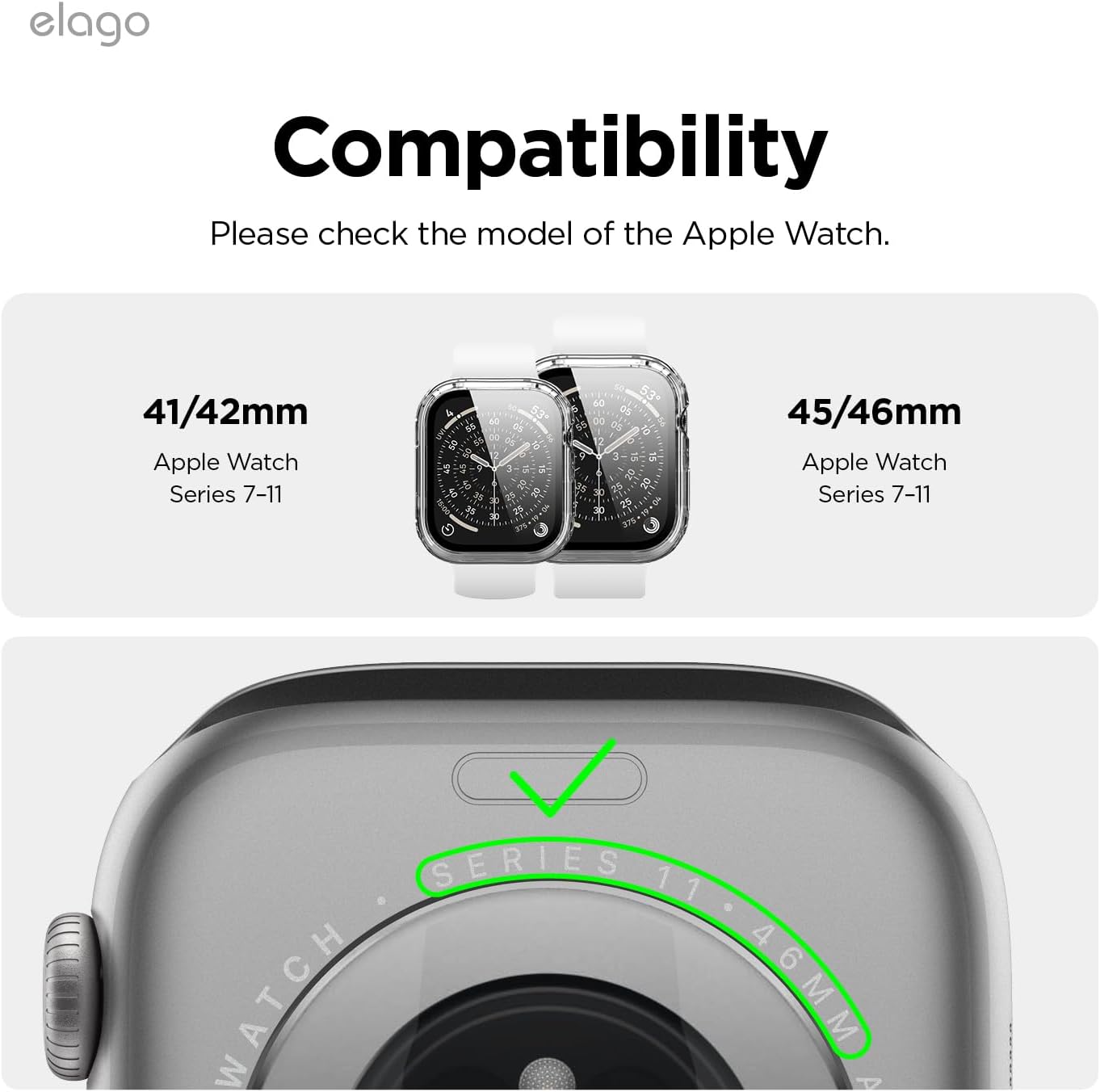 Thumbnail 1 de elago Clear Shield for Apple Watch 11/10 – Full Protection with Hard PC and Tempered Glass