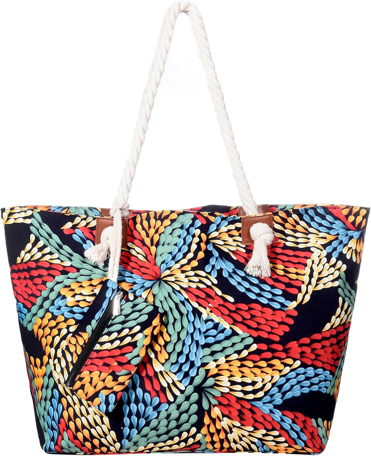 Detalle de DonDon Grande borsa da spiaggia idrorepellente con cerniera – Shopper XXL