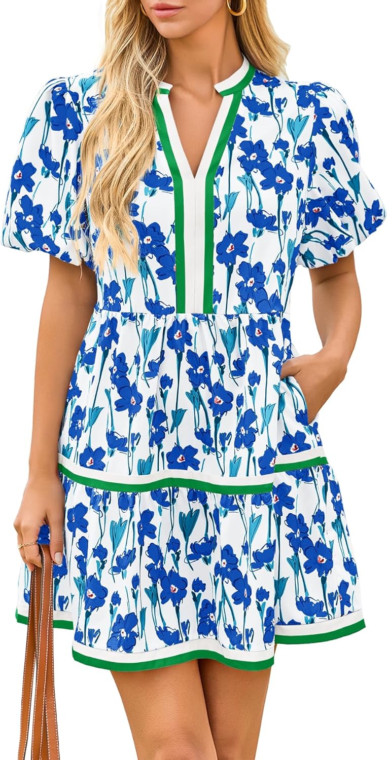 Thumbnail 4 de Cicy Bell Women's V Neck Floral Patchwork Mini Dress