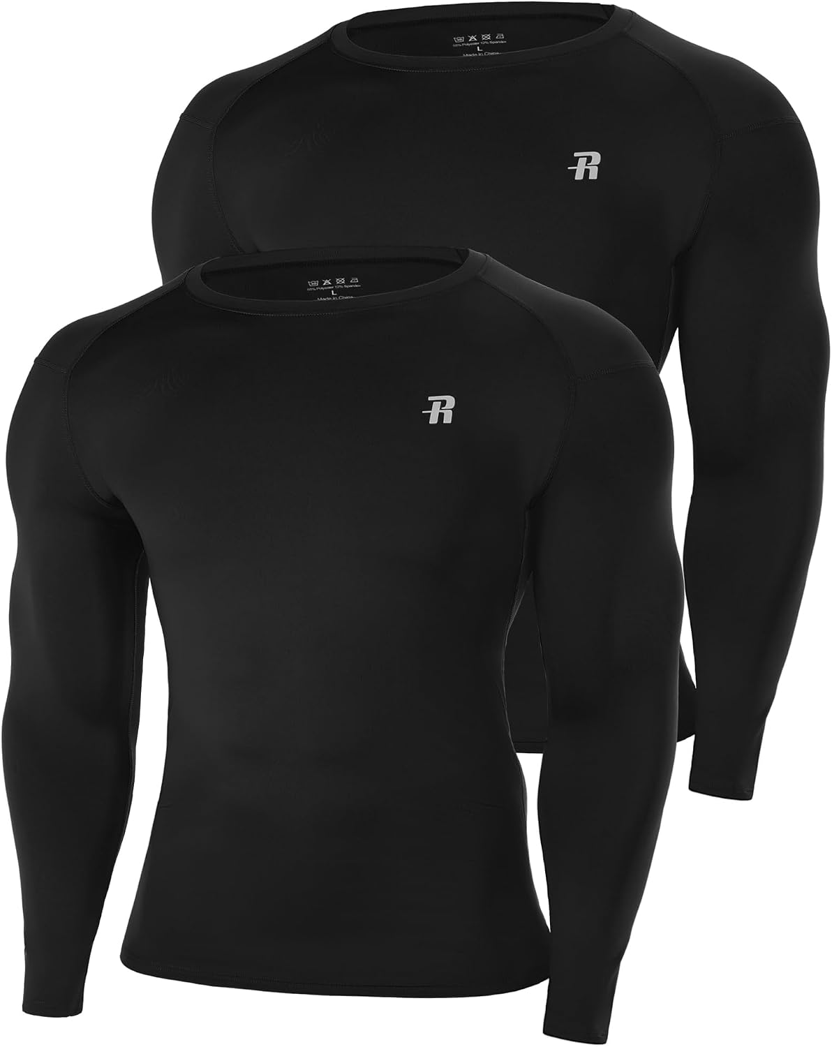 Detalle de Runhit Men's Compression Base Layer Long Sleeve Top with UPF 50+ and Quick Dry
