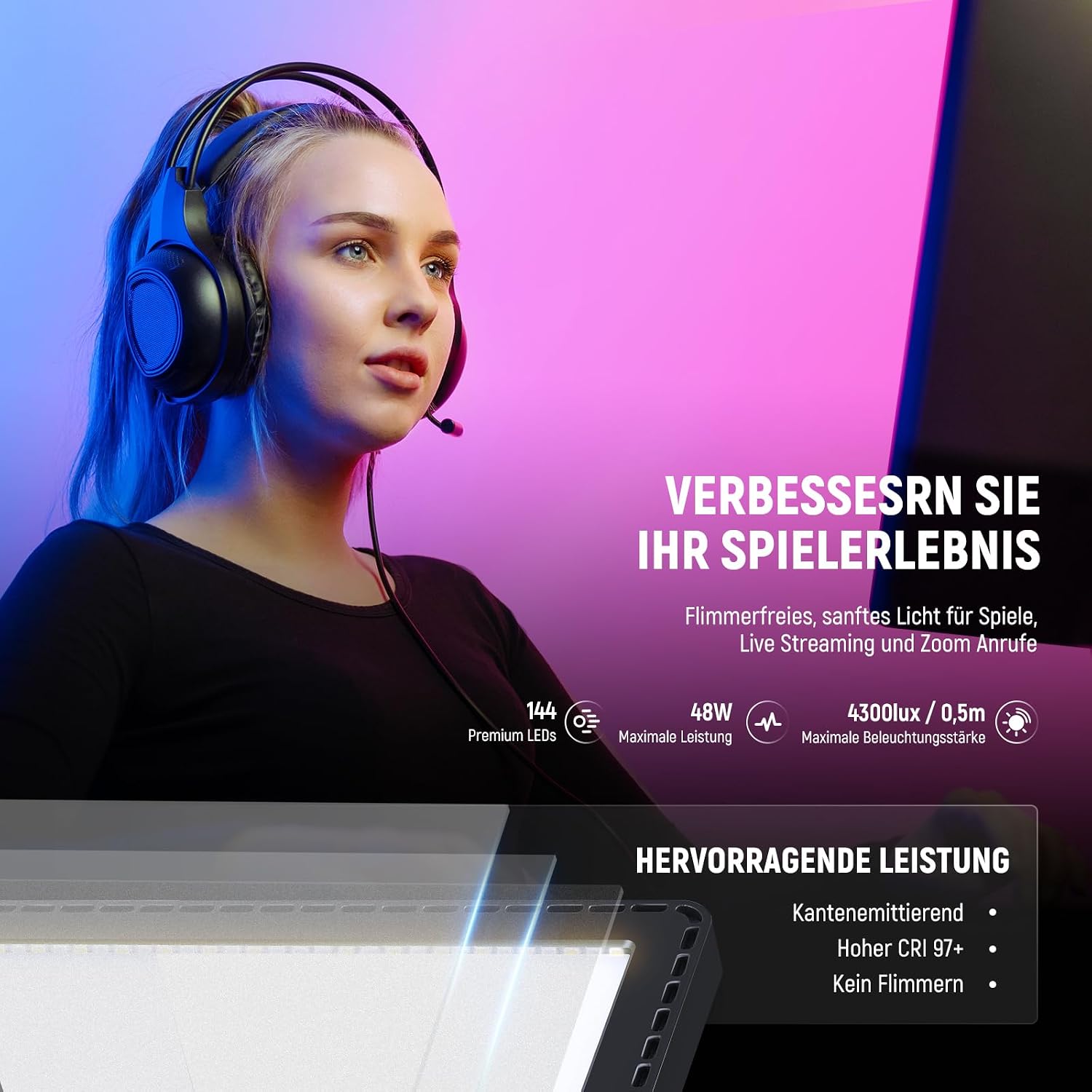 Thumbnail 1 de NEEWER GL1C RGB Key Light 48W