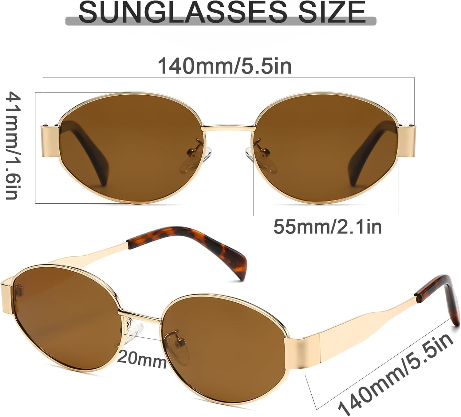 Thumbnail 3 de D Lolylad Damen-Sonnenbrille im Retro-Oval-Design mit UV-Schutz (UV400) und polarisierenden Gläsern