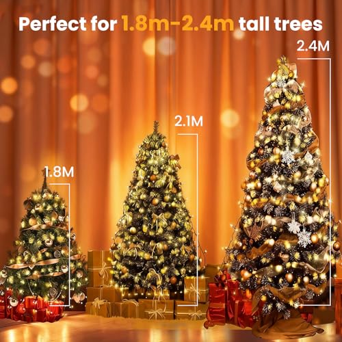 Detalle 2 de POIFL Guirnalda LED para árbol de Navidad, 400 LED y 16 hilos de 2 m
