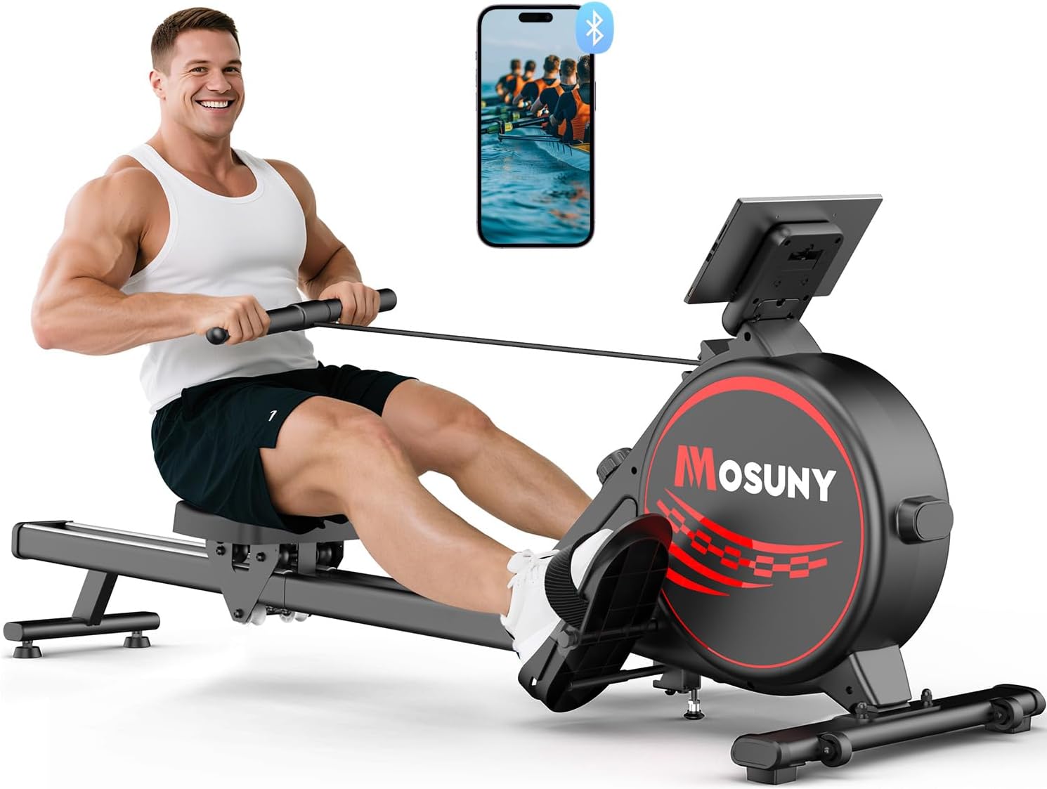 Thumbnail 6 de MOSUNY Home Rowing Machine with Magnetic Resistance, 32 Levels, App Support, LCD Display, 400 LB Capacity
