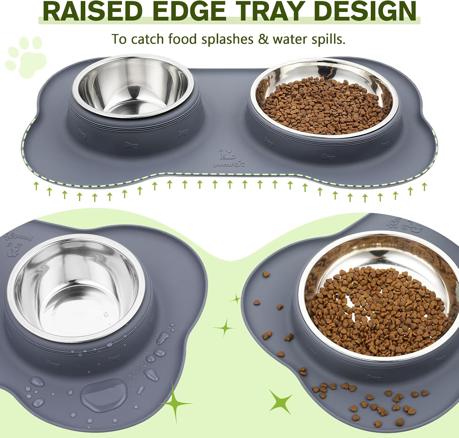 Detalle 2 de Pecute Double Stainless Steel Dog Bowls 14oz