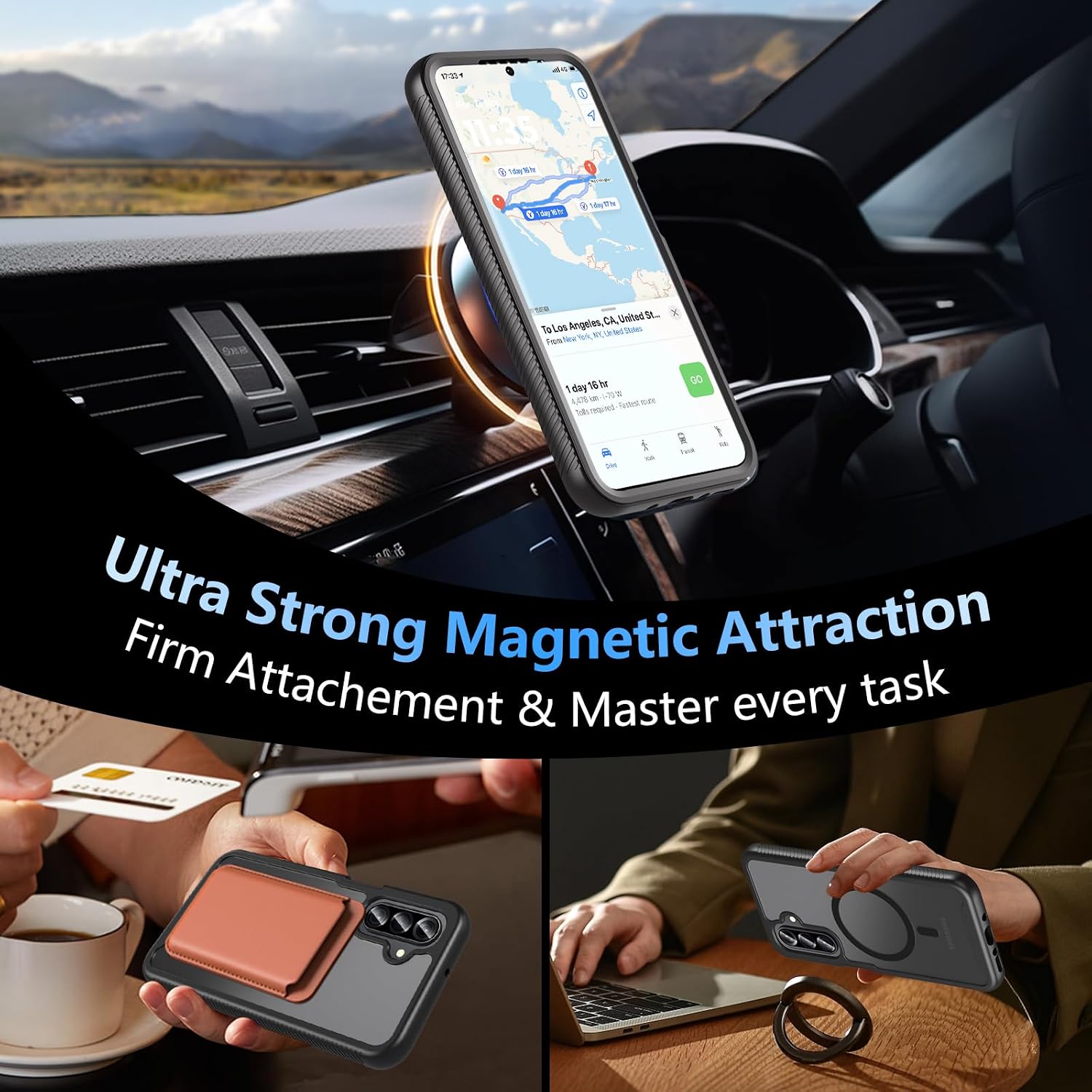 Detalle de Hensinple Galaxy A17/A16 5G Case with Built-in 9H Glass, MagSafe Compatibility, and 360° Rugged Protection