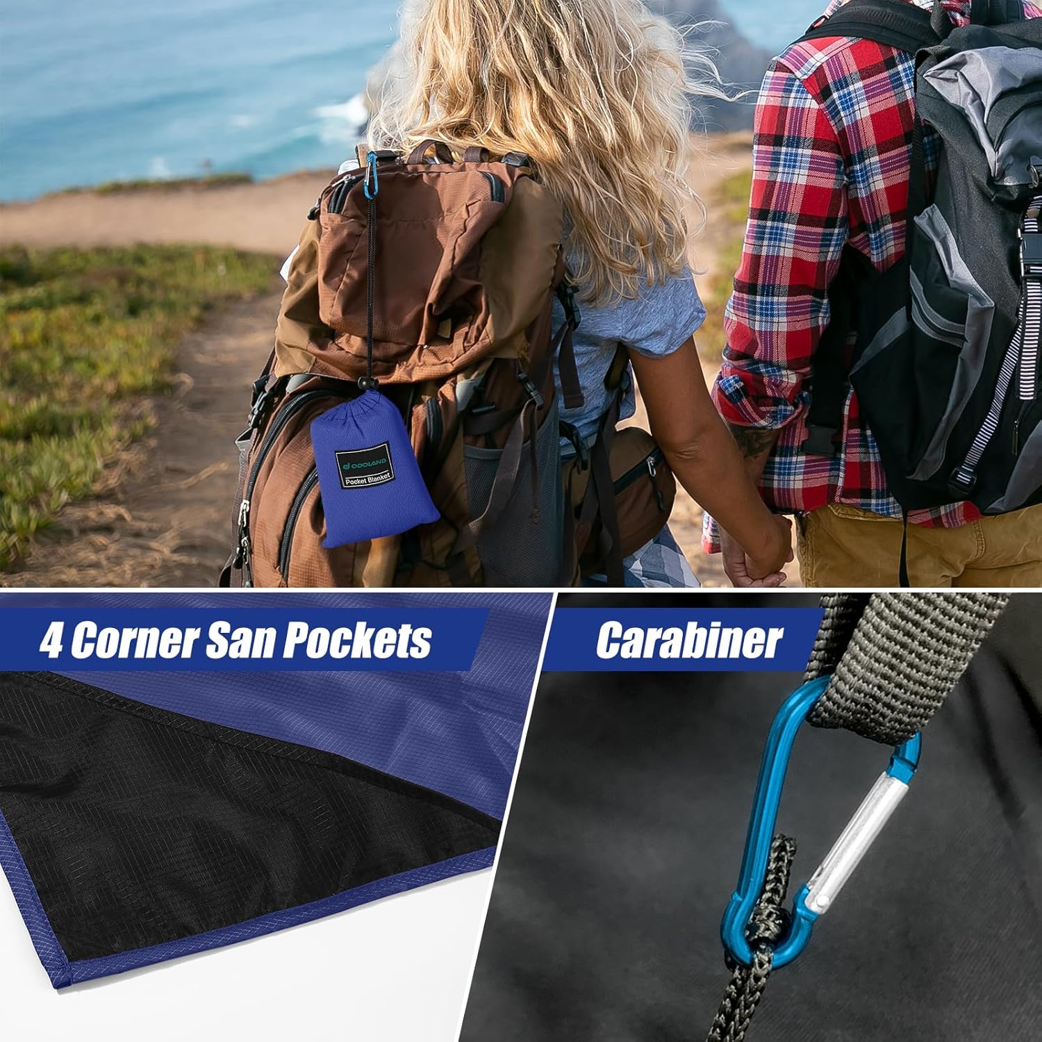 Thumbnail 2 de Odoland Hiking Blanket 180 x 160 cm: a practical waterproof, sandproof ground sheet for 2–4 people