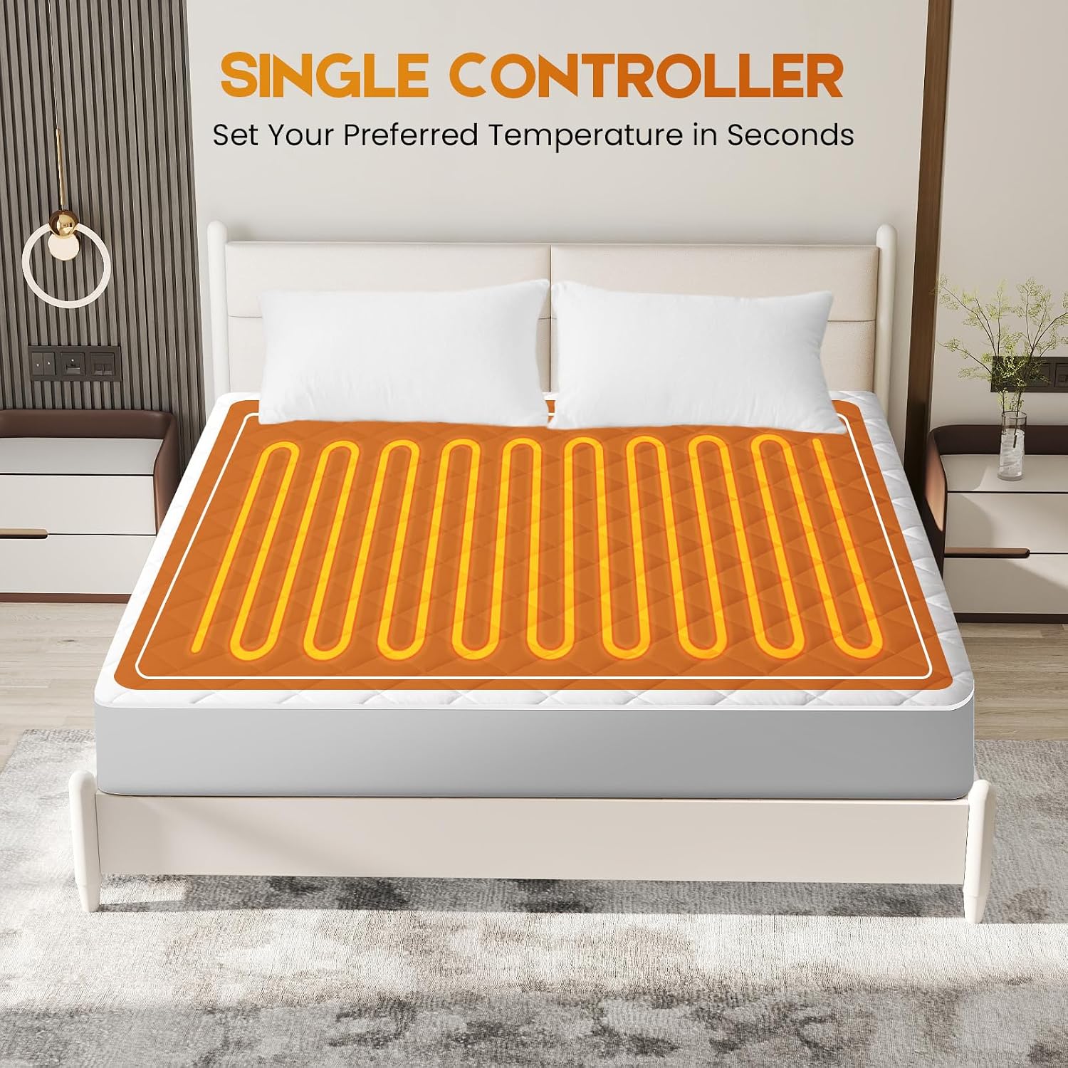 Detalle de DOPEDIO Twin XL Heated Mattress Pad, White, 12 Heat Settings