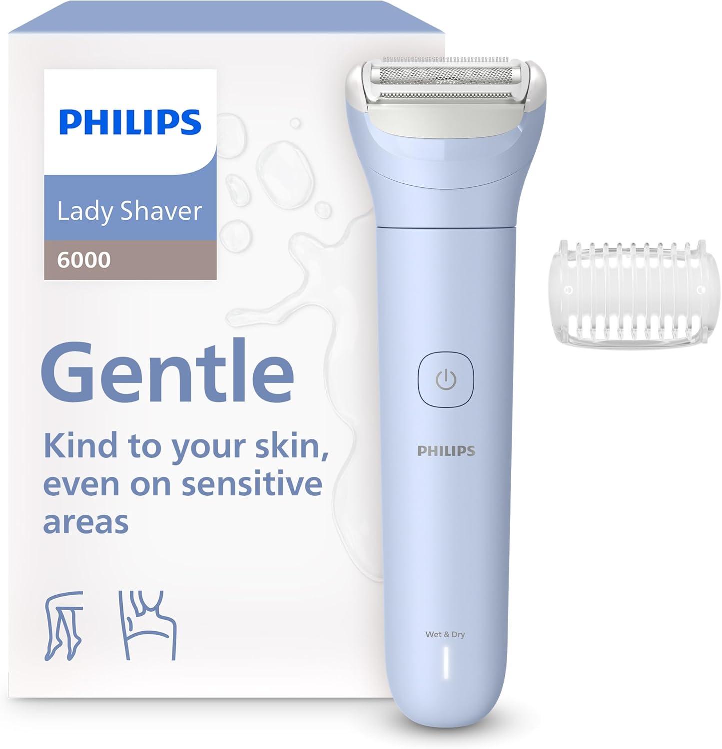 Detalle de Philips Lady Shaver Serie 6000 BRL127/00: rasoio senza filo Wet & Dry con sistema a 3 lame per corpo e gambe