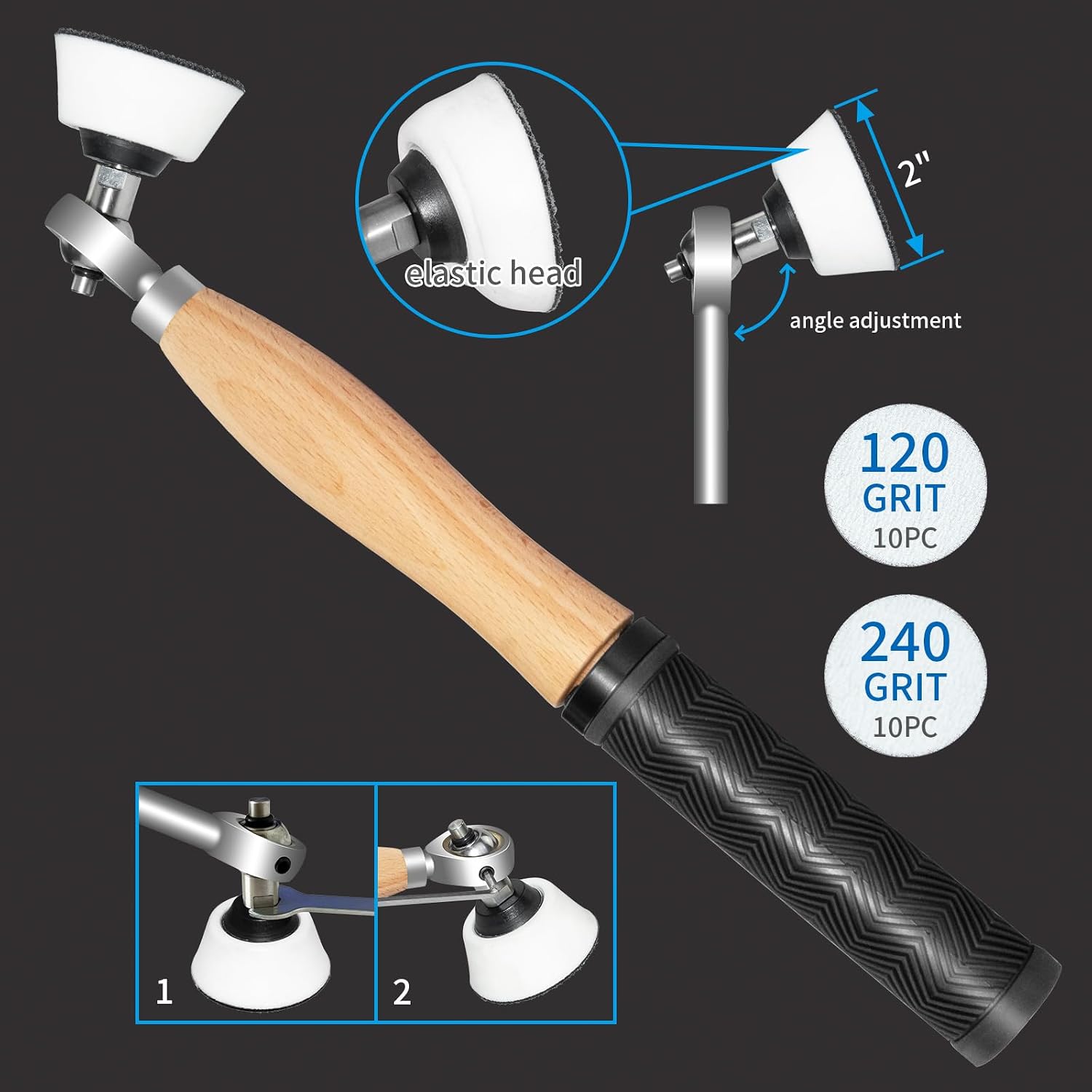Detalle de DEEFIINE W0606B houtdraaigereedschapset met carbide snijders en komslijper