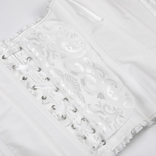 Thumbnail 4 de JoyPeak Halloween Satin Lace-Up Overbust Corset Top, White, XS