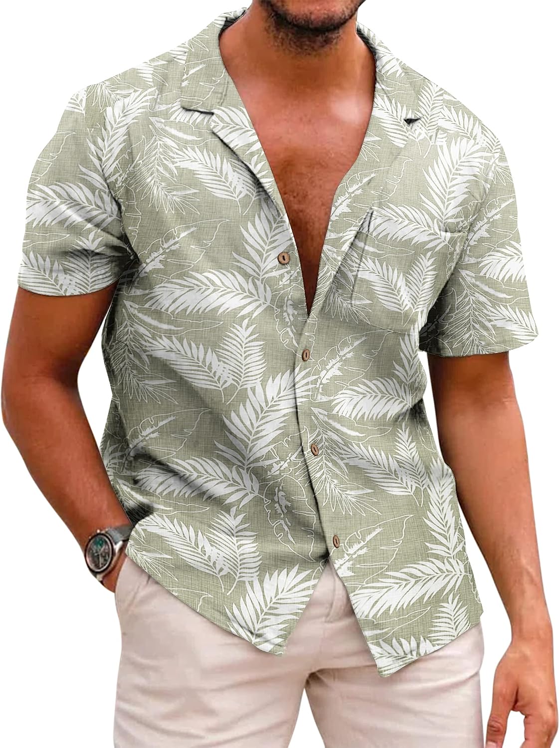 Thumbnail 6 de COOFANDY Leinenhemd Herren – Sommerliches Kurzarmhemd aus leichtem Stoff, einfarbig
