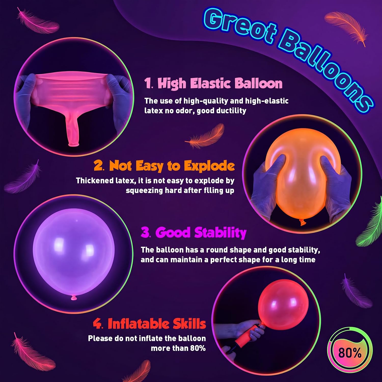 Detalle de Circuitoy Neon Latex Balloons, 5-Inch
