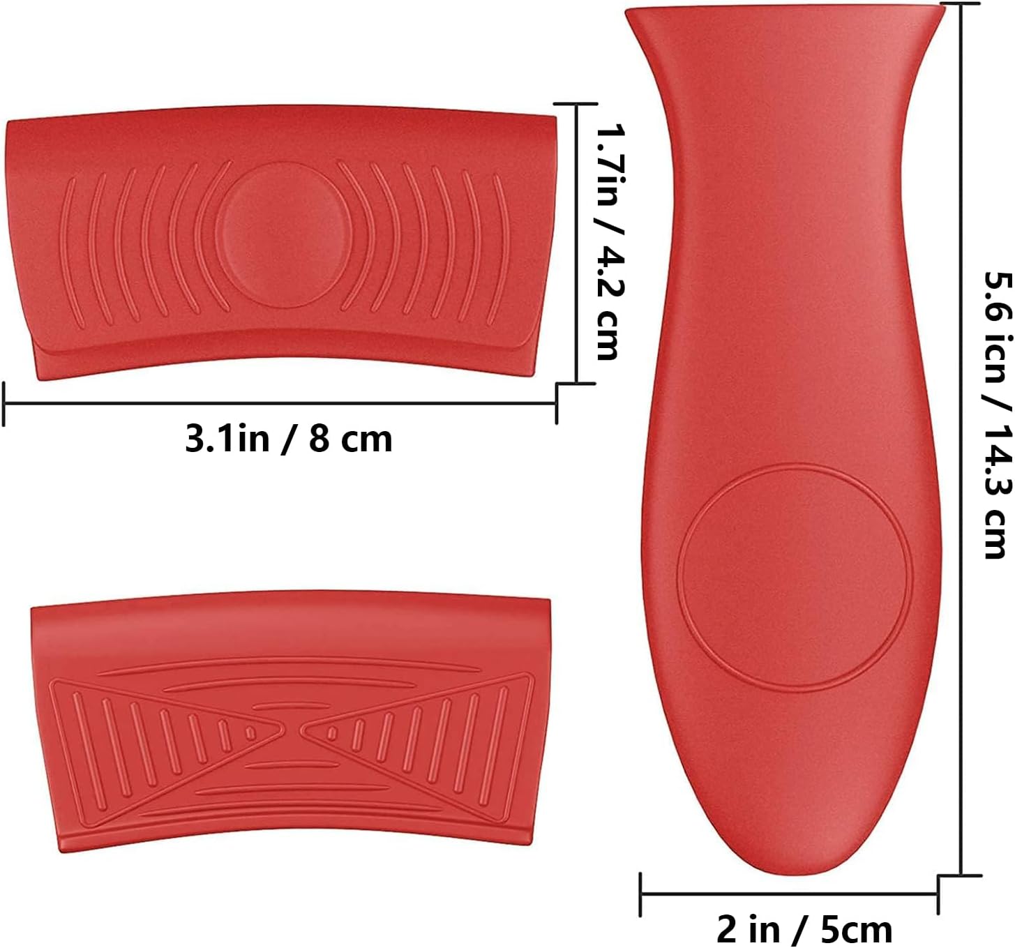 Detalle 2 de 4-Pack Silicone Handle Holders for Cast Iron – Heat-Resistant, No-Slip Covers (Red)