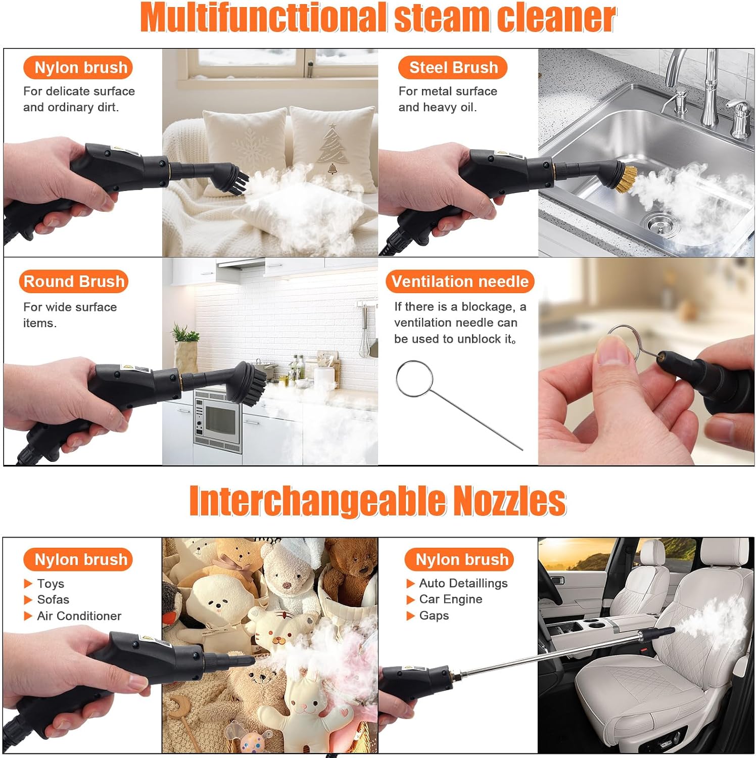Detalle 2 de Foandbevi Steam Cleaners 2500W handheld
