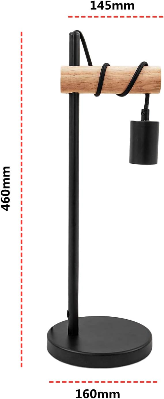 Thumbnail 4 de Lampe de Table Design rétro bois métal noir