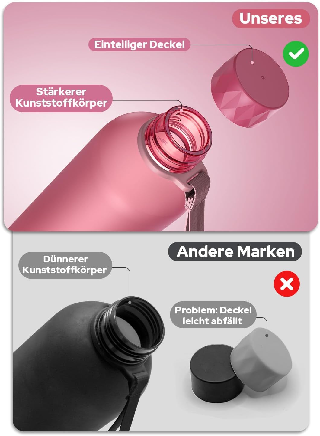 Detalle 2 de Opard Slim Trinkflasche 1 l für Sprudelwasser
