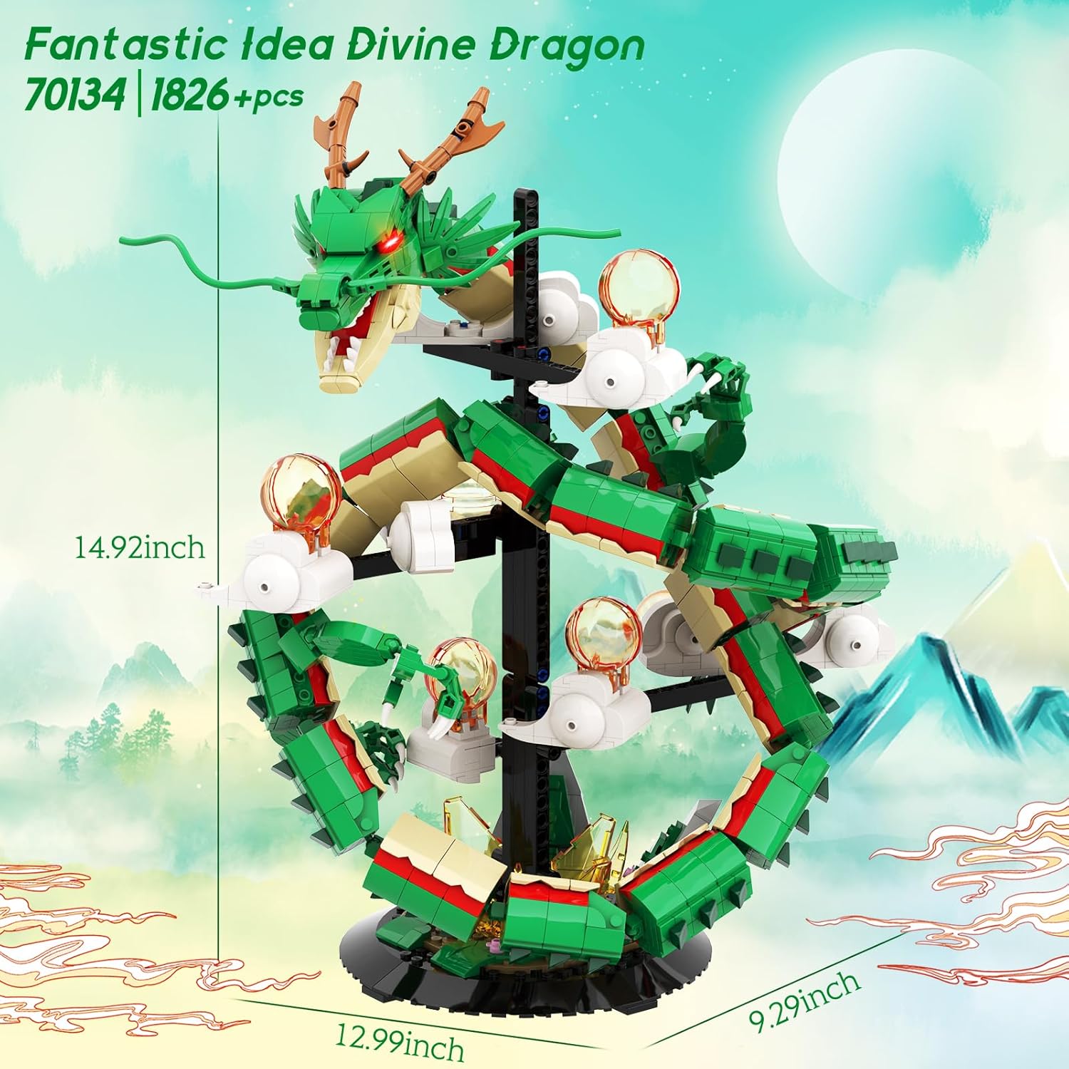 Thumbnail 2 de JMBricklayer Dragon Building Set 70134 – Drago luminoso da collezione con espositore