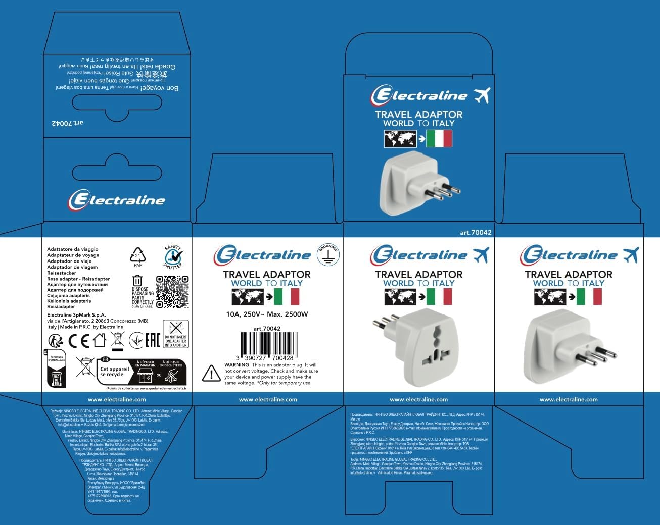 Thumbnail 2 de Electraline 70042 Adattatore Viaggio Italia