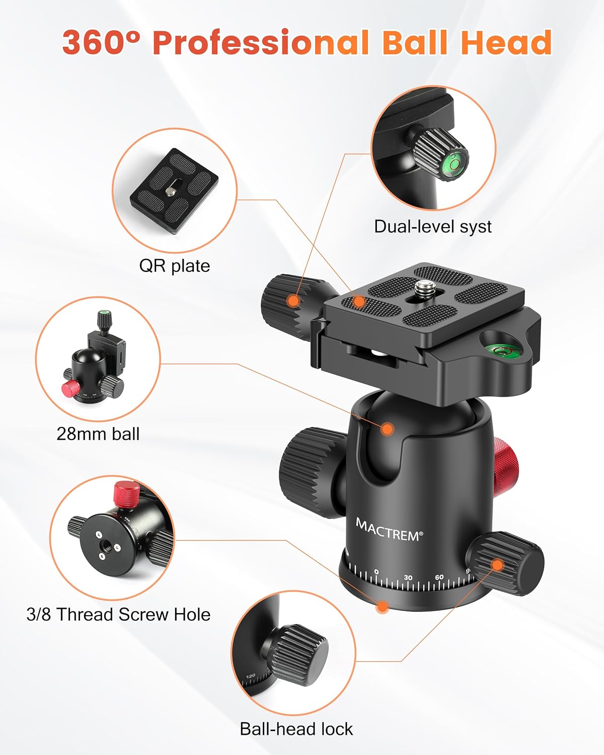 Thumbnail 5 de MACTREM 80 Inch Camera Tripod for DSLR