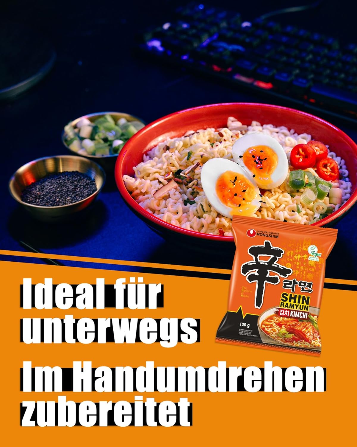 Thumbnail 3 de Nong Shim Instantnudeln Kimchi Ramyun – koreanische Ramen Suppe im 6er Vorteilspack (à 120 g)