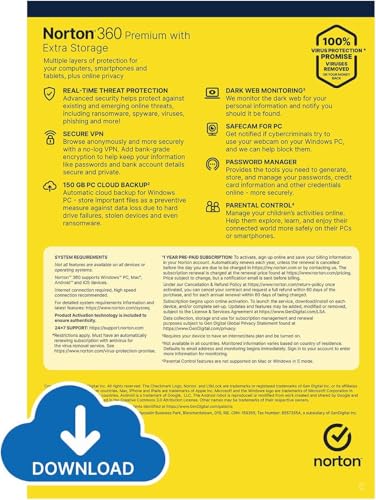 Detalle de Norton 360 Premium with Extra Storage: 10-Device Antivirus, VPN and 75 GB Cloud Backup