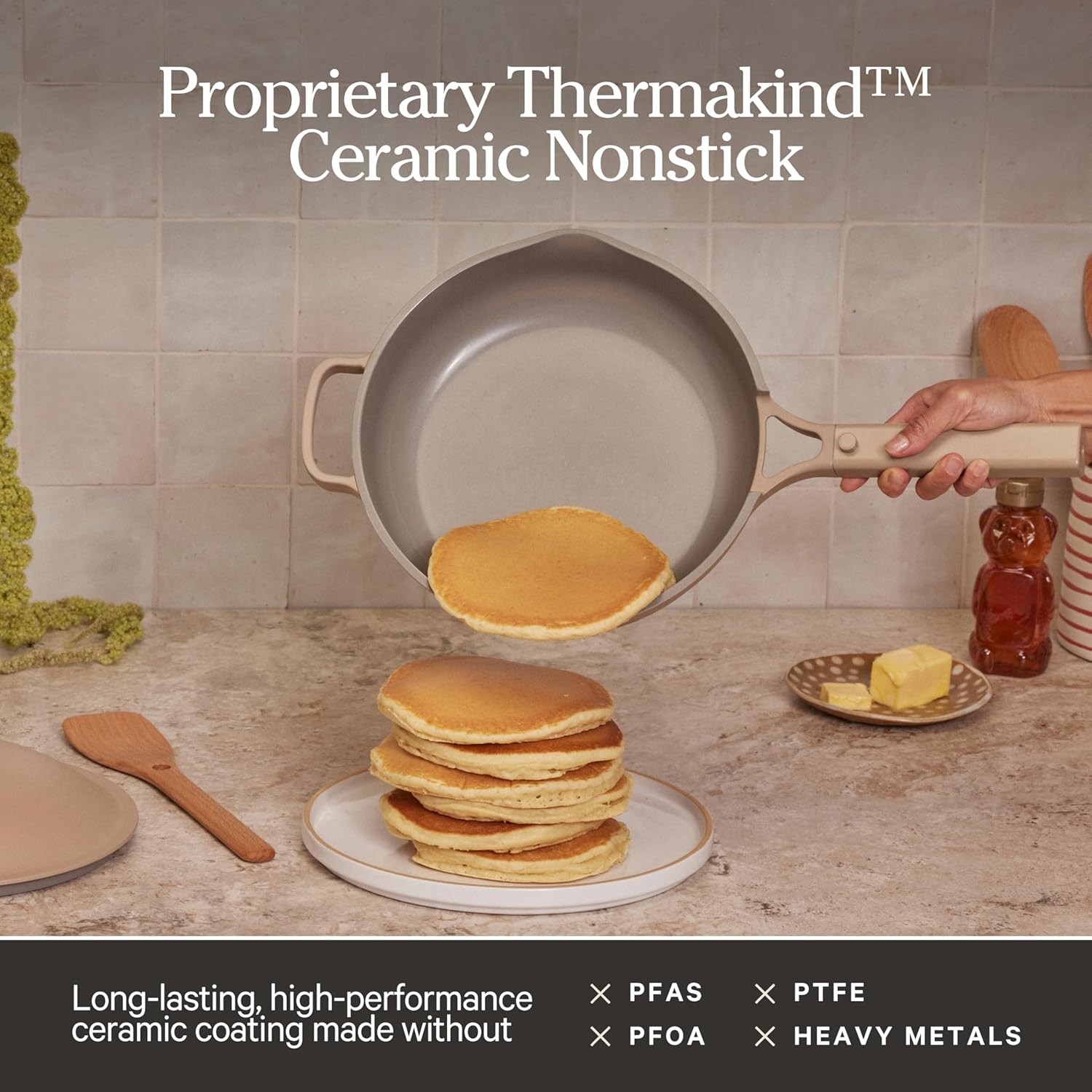 Detalle 2 de Our Place Always Pan 2.0 (27cm, 2.5L) Nonstick Ceramic Cookware – Blue Salt, 10-in-1 all-rounder