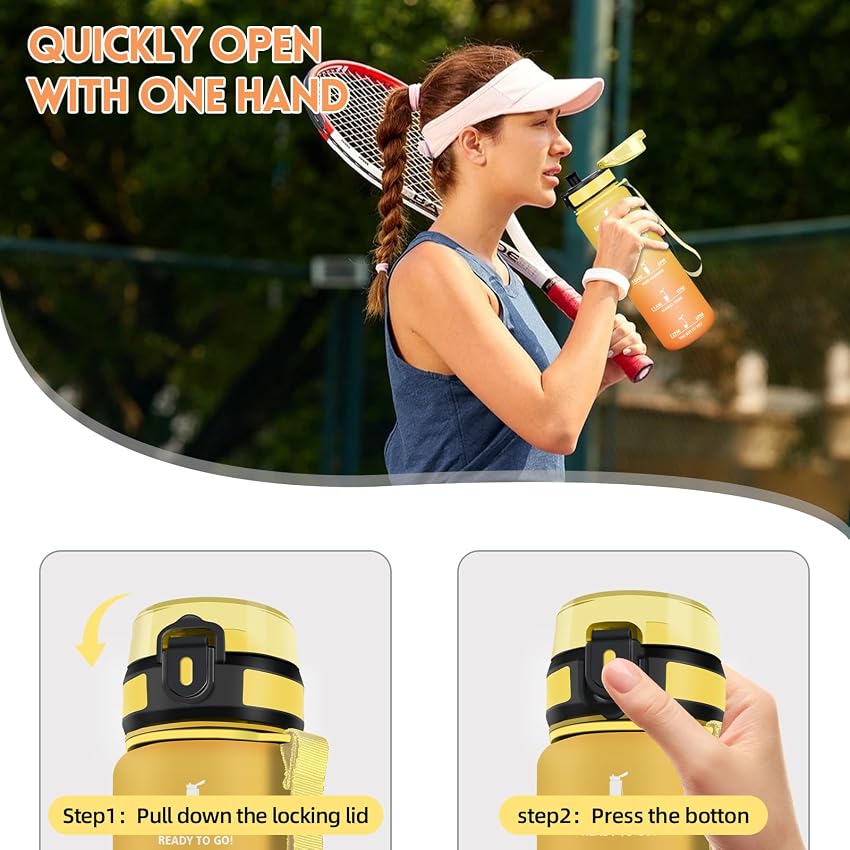 Detalle 2 de HoneyHolly Botella Agua 1 L, cantimplora reutilizable para gimnasio 🚰