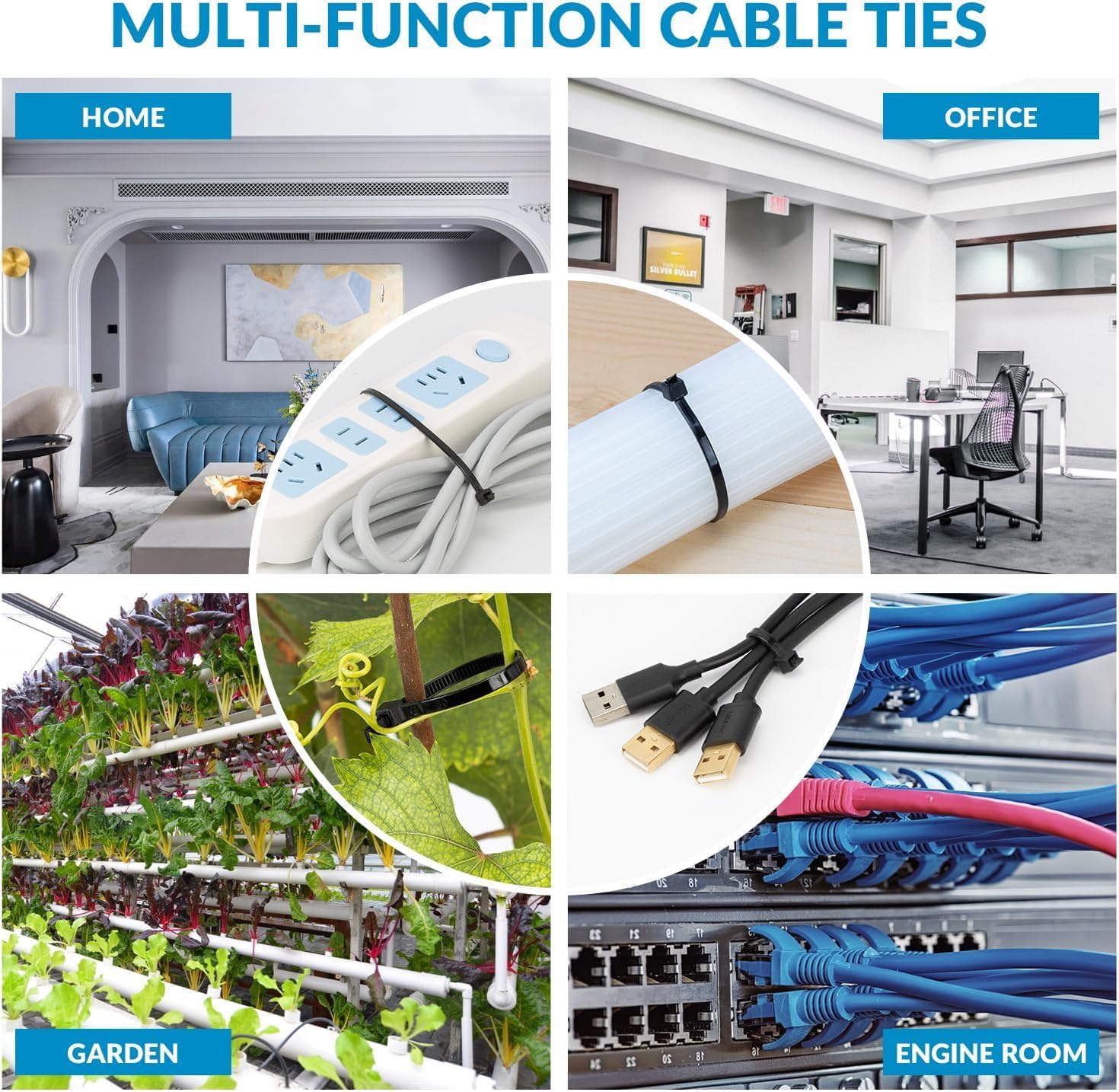 Thumbnail 5 de XINGO Black Cable Ties Pack of 1000 (300mm x 4.8mm): Durable UV-Resistant Nylon Ties for Every Day Use