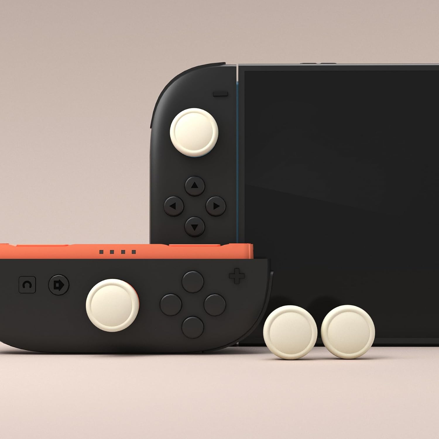 Detalle de PlayVital Thumb Grips for Nintendo Switch 2 (Joycon 2) – 4-Pack Silicone Caps in Antique Yellow