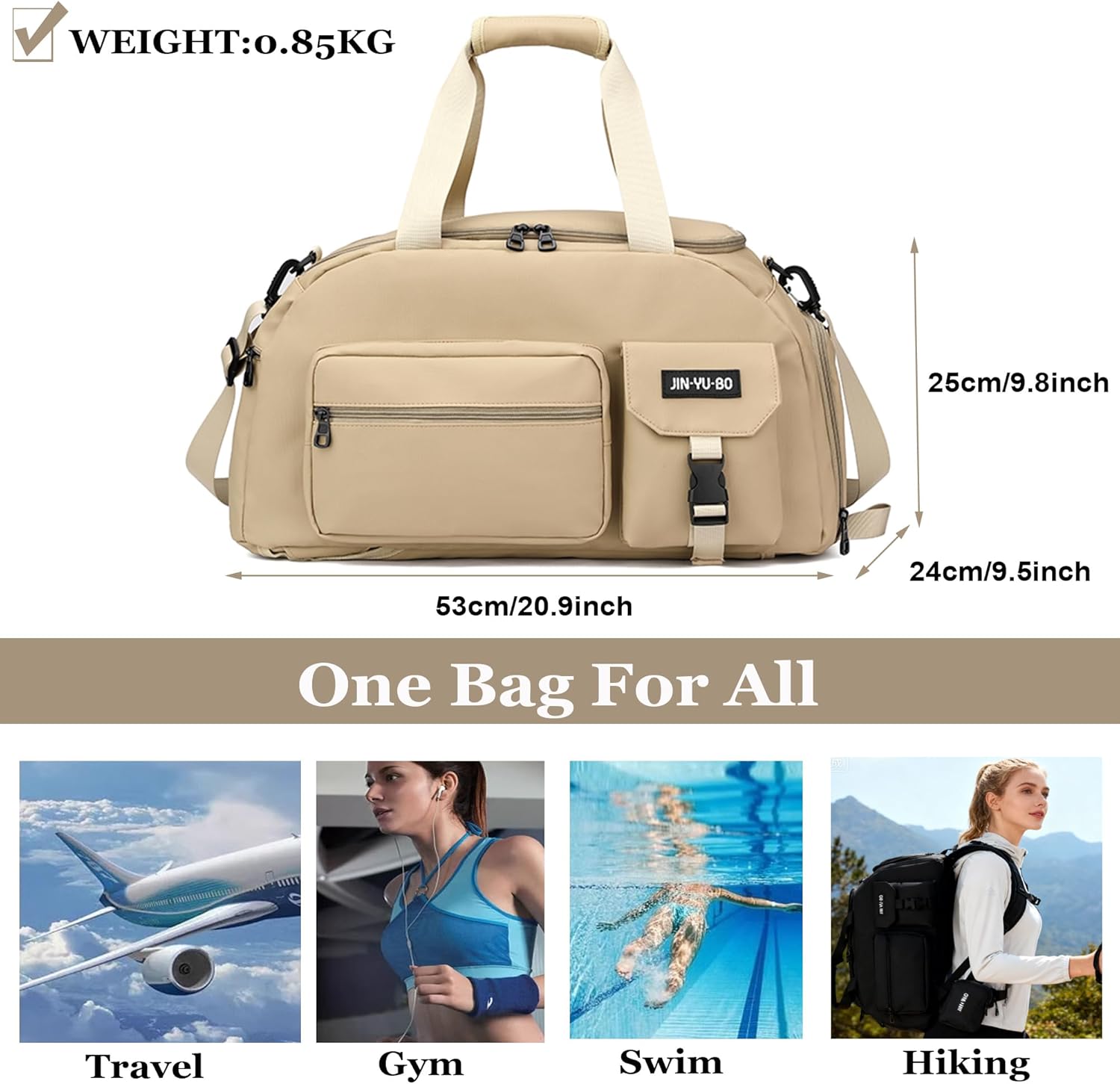 Detalle de Suweir 32L Sporttasche – Vielseitige 3-in-1 Reisetasche mit Schuhfach, Nassfach und wasserdichtem Material