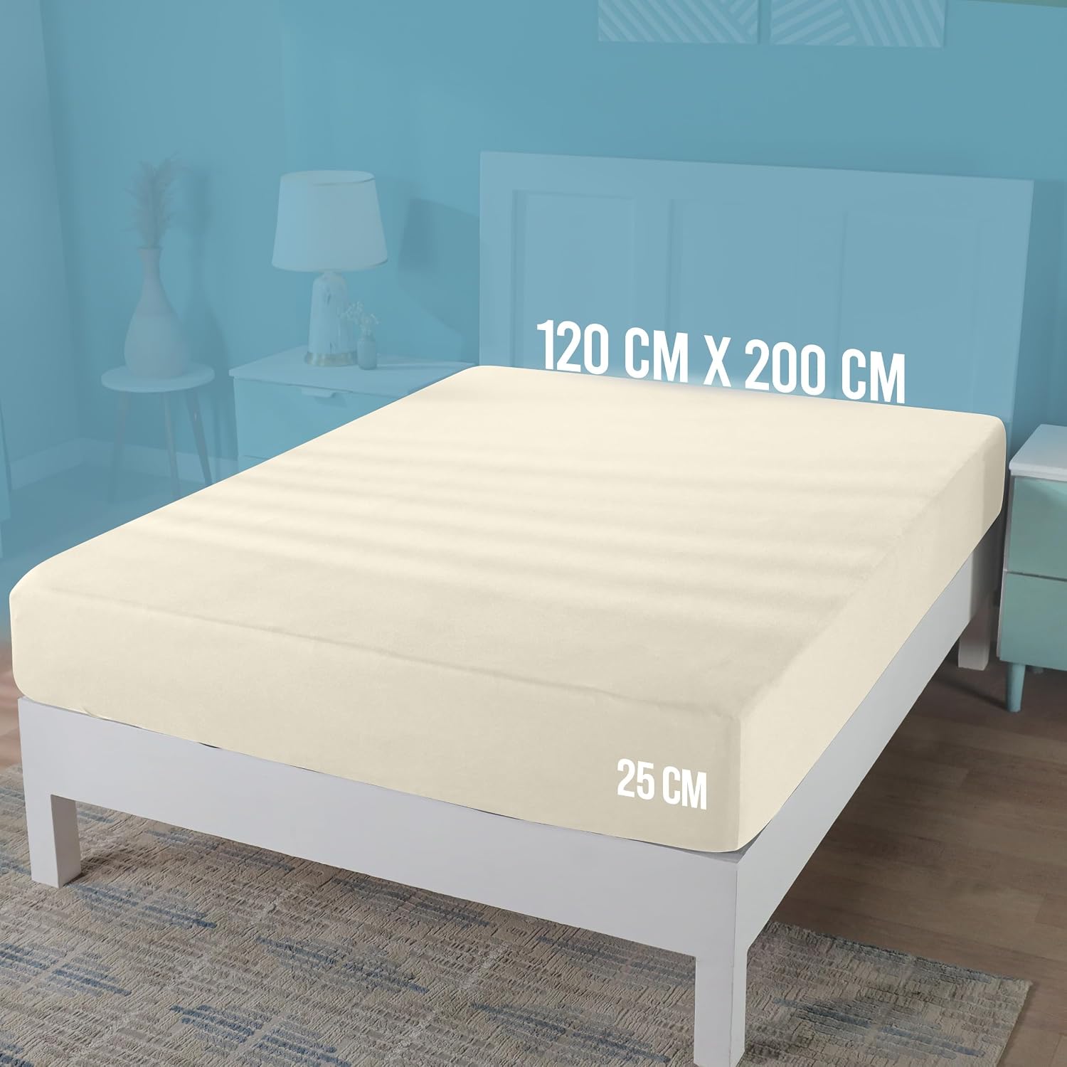 Thumbnail 3 de Utopia Bedding Jersey-Spannbettlaken in Beige, 120 x 200 cm, 25 cm Einstecktiefe