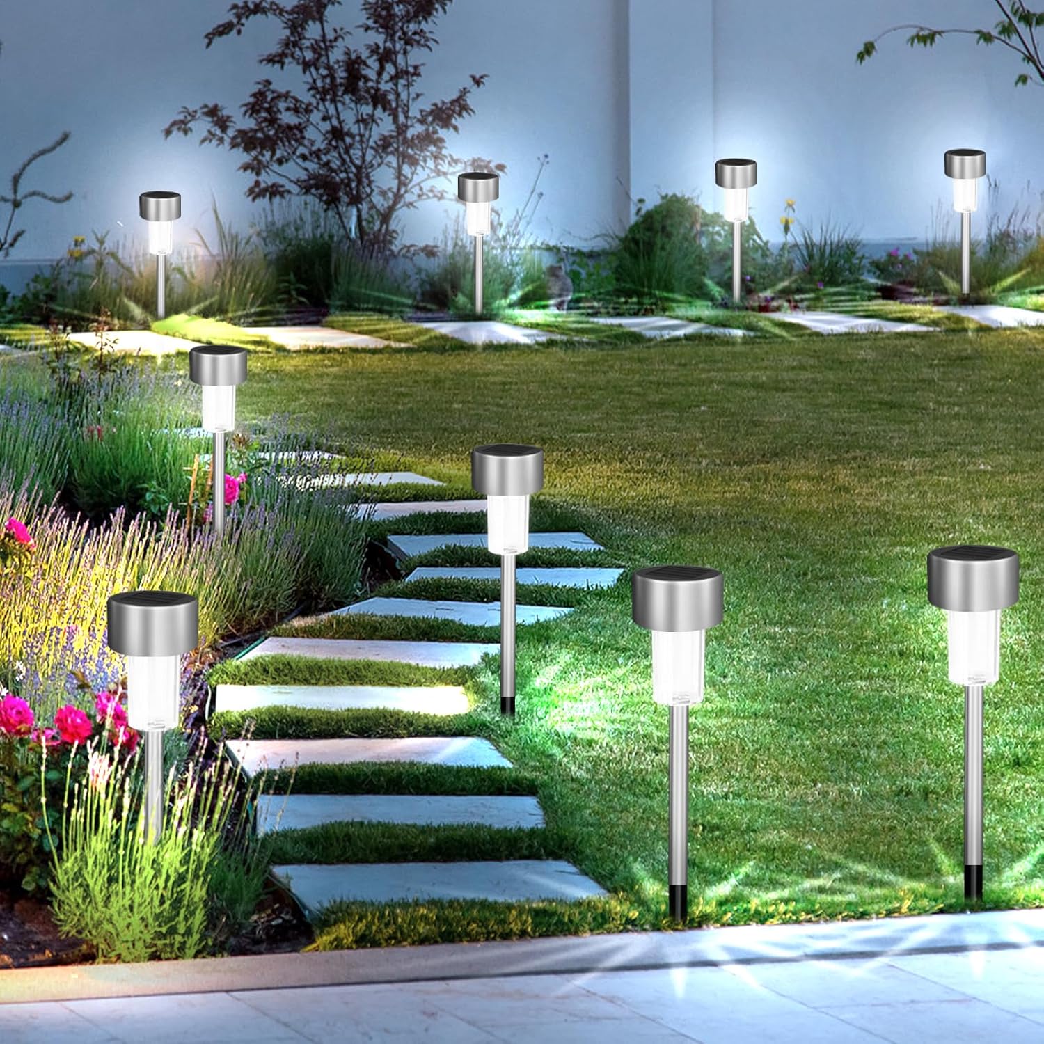 Thumbnail 5 de Jsdoin 12PCS Solar Garden Lights – stainless steel stake LEDs for pathways and patios