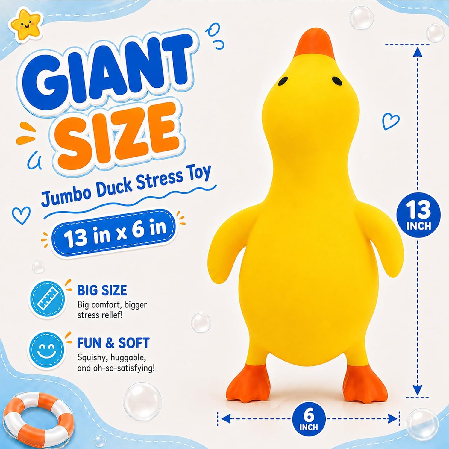 Detalle de BREIS chaoda-yazi-518 13-Inch Jumbo Duck Squishy, Slow-Rising Fidget Toy