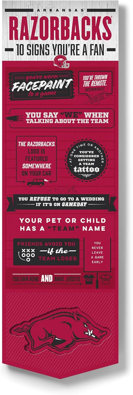 YouTheFan Officially-Licensed NCAA 6x19 Top 10 Signs Banner (3D wall decor, humor sports fan phrases)