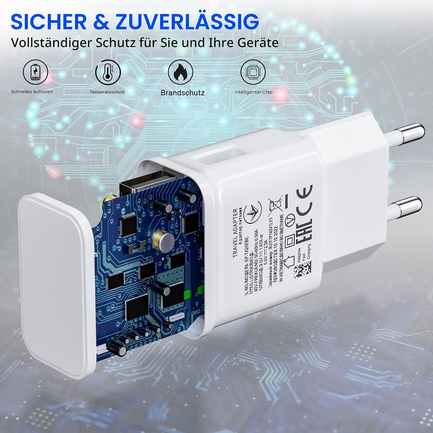 Thumbnail 3 de 4er-Set USB Schnellladegerät Stecker für Samsung Galaxy & mehr – AFC kompatibel, 15 W