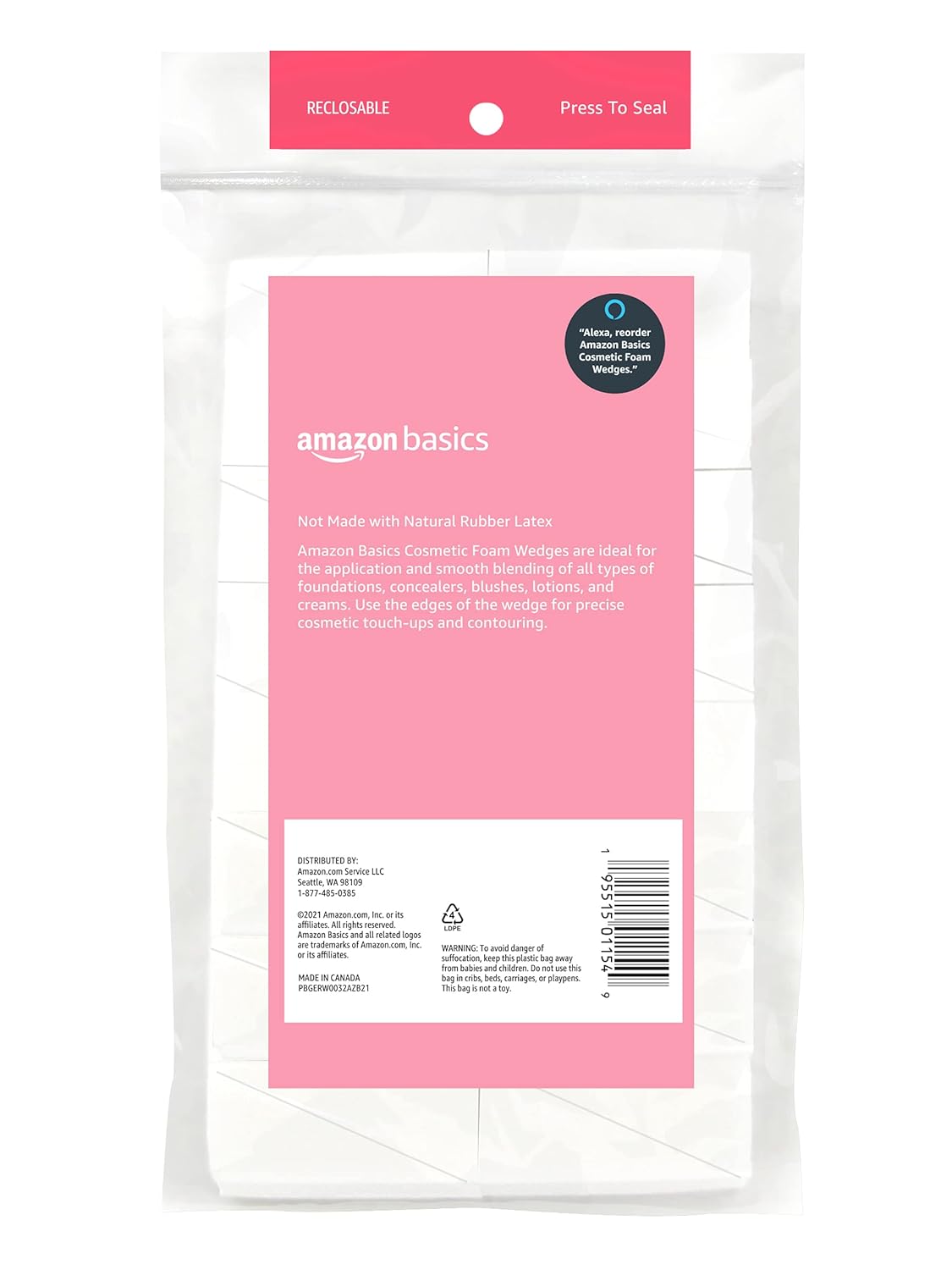 Thumbnail 2 de Amazon Basics Cosmetic Rectangular Foam Wedges (192 count, 6 packs) for Makeup Application & Blending