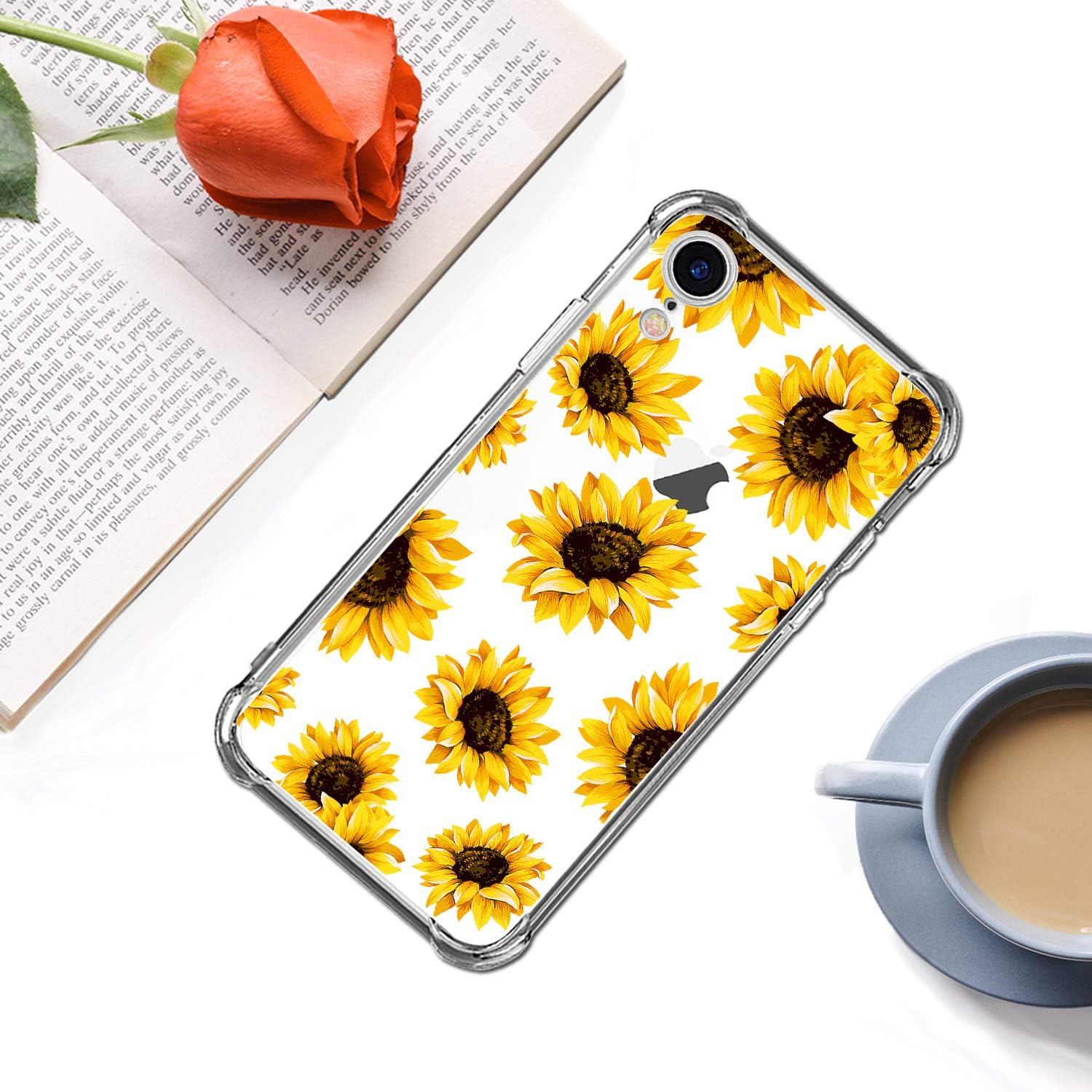 Detalle de HEYORUN KZ-02 iPhone XR Case with Sunflower Print and Clear TPU Bumper
