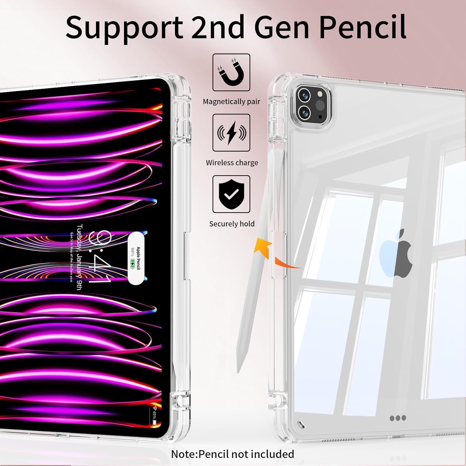 Thumbnail 5 de KTGGHG Clear Case for iPad Air 13 Inch M4/M3/M2 & iPad Pro 12.9 Inch 6th/5th Gen – Pink