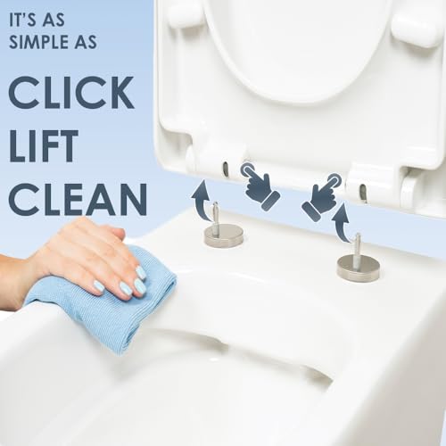 Detalle de AQUALONA Premium Thermoplastic D-Shape Toilet Seat with Soft Close Hinges